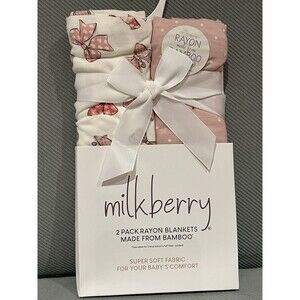 Milkberry Pink Bows Polka Dots Baby Swaddling Blankets Newborn Bamboo New